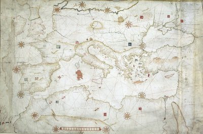 Map of the Mediterranean Sea, the Black Sea, and the Northeast Atlantic Ocean by Hieronymus Verrazano